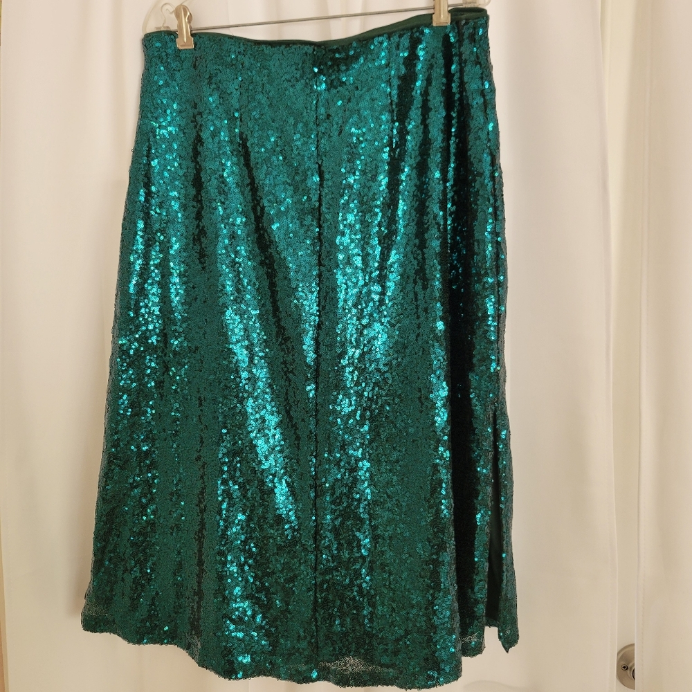 Eloquii Green Sequin Midi Stretch Holiday Skirt